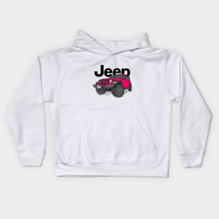 Pink Jeep Wrangler Rubicon Kids Hoodie